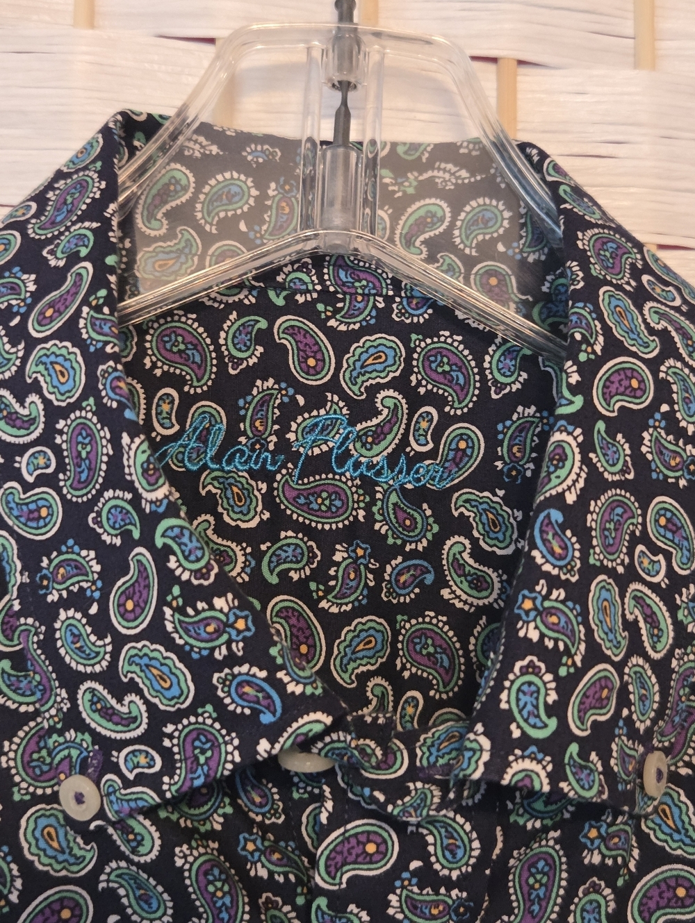 Alan Flusser Paisley Shirt with Teal & Purple Accents Size L